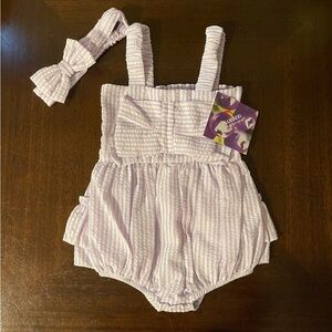 🆕 Blueberi Boulevard | Lilac Seersucker Summer Romper | 18 mo